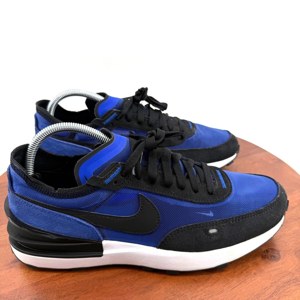 Nike Waffle One Hyper Royal Black White Mesh Suede Sneakers DA7995-400 Men's 9